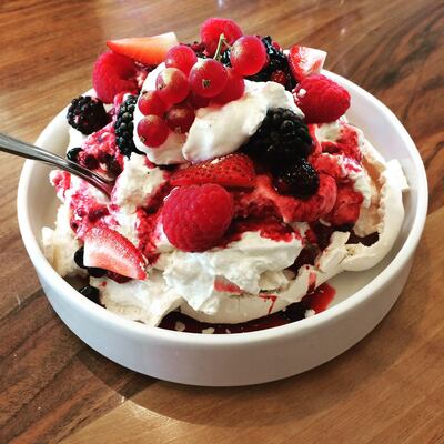 Try the decadent meringue dessert at Tashas in Al Bateen Marina. Laura Koot / The National