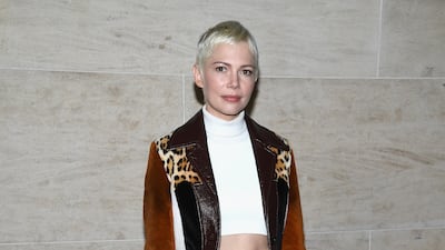 Michelle Williams attends the Louis Vuitton spring/summer 2018 Paris Fashion Week show, in an outfit by the brand, on October 3, 2017. Getty Images