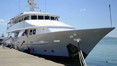 The 5 Fishes, a 32-metre yacht that belonged to Belhassen Trabelsi, the brother-in-law of the former Tunisian president Zine El Abidine Ben Ali, is anchored at Goulette harbor, outside Tunis. The boat was returned to Tunisia from Spain, where it was seized in February. It is valued at €8 million. Hassene Dridi / AP Photo