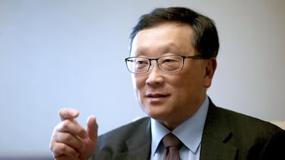 John Chen, BlackBerry CEO at the Ritz Carlton hotel in Abu Dhabi. Ravindranath K / The National