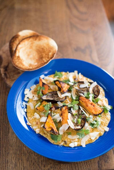 Sweet potato and aubergine in coconut curry