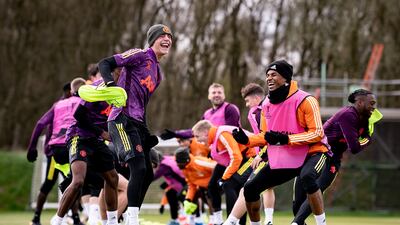 Brandon Williams and Marcus Rashford enjoy the workout. Getty