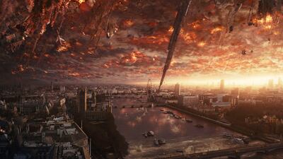 Burj Khalifa is ripped from the ground and used as a missile in Independence Day: Resurgence. Courtesy Fox