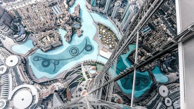 The Dubai Fountain and exterior of Burj Khalifa are seen from the 124th floor of the Burj Khalifa - the fountain is the largest of its kind in the world, but so much of its magic is about the music. Jumana Jolie / Getty Images