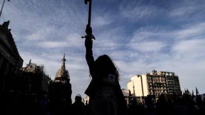 People participate in a demonstration against the Bill on Legal Abortion, in front of the National Congress, in Buenos Aires, Argentina. EPA