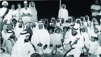 On a visit in 1976 to Ghayathi, a small town in rural Al Gharbia, Sheikh Zayed listened to a performance on a rababa a traditional stringed instrument