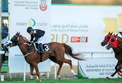 Tadhg O'Shea guided AF Mouthirah out of Gate 15 and still combined for a famous win in the capital on Sunday. Victor Besa / The National