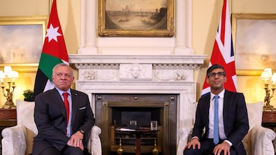 Mr Sunak and King Abdullah before their meeting. EPA