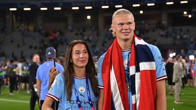 Norwegian striker Erling Haaland poses with girlfriend Isabel Johansen. AFP