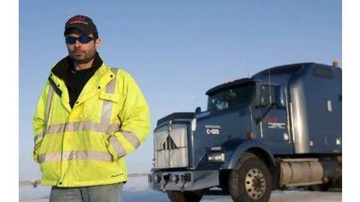 Ray Vellieux in Alaska in an episode from the fourth season of the series, Ice Road Truckers.
