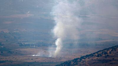 Smoke rises on the Lebanon side of the border near the Lebanese village of Shebaa after Israeli artillery shelling in response to an attempted Hezbollah attack. EPA