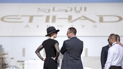 Nicole Kidman with a guest on the the set. Silvia Razgova / The National