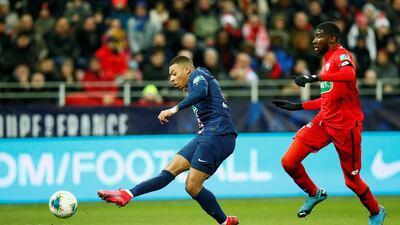 Kylian Mbappe scores their second goal. Reuters