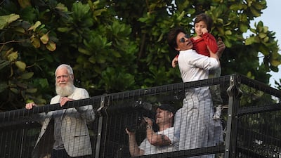 The pair were joined by Khan's six-year-old son, AbRam. AFP
