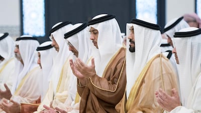 Sheikh Hazza bin Zayed, Sheikh Nahyan bin Zayed, Sheikh Mansour bin Zayed and Sheikh Hamed bin Zayed Al Nahyan. Rashed Al Mansoori / Ministry of Presidential Affairs
