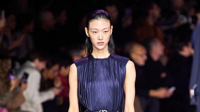 Fringing at the Boss show during Milan Fashion Week