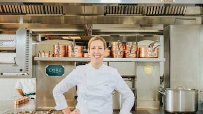 Clare Smyth in the kitchen at her restaurant Core in London. Courtesy of Core by Clare Smyth