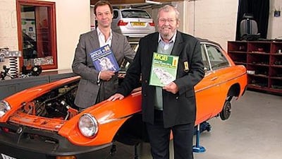 'J' is taking over from his father John Haynes, right, who has produced Haynes car manuals for 50 years.