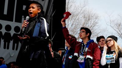 Jennifer Hudson performs during the March for Our Lives rally in Washington, in 2018. Reuters