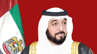 Official portrait of His Highness Sheikh Khalifa bin Zayed Al Nahyan, President of the United Arab Emirates.