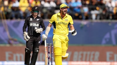 Travis Head of Australia celebrates after reaching his century in the Cricket World Cup game against New Zealand in Dharamsala. Getty Images