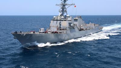 US destroyer USS Mason, pictured in 2021. Two ballistic missiles were fired from Houthi-controlled areas in Yemen towards the ship, the US military said. Reuters