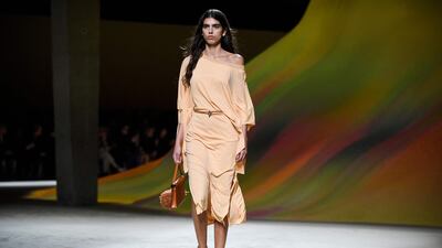 A loose cut dress as part of the Hermes spring-summer 2023 collection. AFP