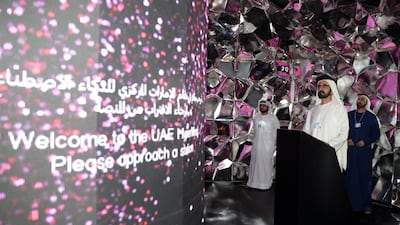 Sheikh Mohammed bin Rashid, Vice President and Ruler of Dubai, launched the UAE's first Artificial Intelligence strategy last week. Courtesy Ministry of Cabinet Affairs and The Future
