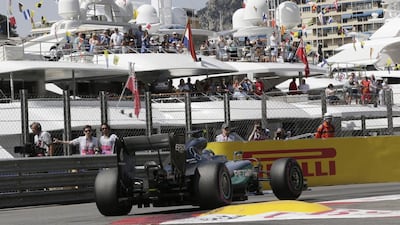 Mercedes driver Nico Rosberg of Germany steers his car during the third free practice at the Monaco racetrack in Monaco, Monaco, Saturday, May 28, 2016. The Formula one race will be held on Sunday. (AP Photo/Petr David Josek)