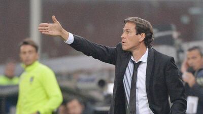 AS Roma manager Rudi Garcia gestures during his side's 0-0 Serie A draw with Sampdoria on Saturday in Genoa. Luca Zennaro / EPA / October 25, 2014