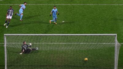 Ilkay Gundogan scores his second goal. EPA