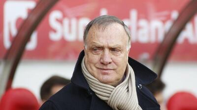 Sunderland manager Dick Advocaat observes his side during their Premier League match against Leicester City on Saturday. Ed Sykes / Reuters / Action Images / May 16, 2015