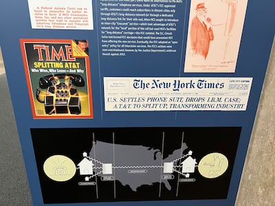 A kiosk in the Federal District Court building in Washington shows prominent US antitrust cases. Cody Combs / The National