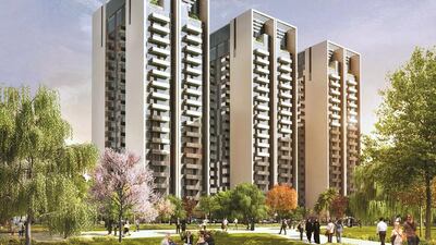 The three 19-storey towers will include 286 one to four-bedroom apartments. Courtesy Deyaar
