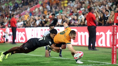 Australia's William Cartwright scores a try