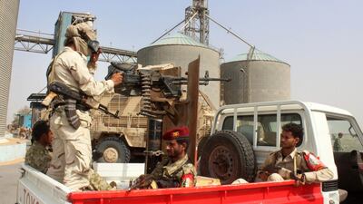 Soldiers of the Saudi-backed coalition in Yemen stand guard in the port city of Hodeidah. AFP