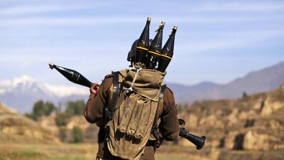 A Pakistani soldier holds a rocket launcher while securing the area in the Bajur tribal region on the border with Afghanistan and Pakistan. Muhammed Muheisen / AP