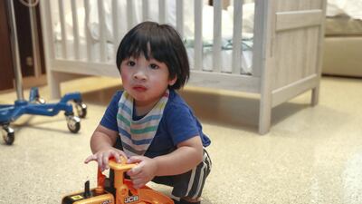 Operation Smile and Cleveland Clinic Abu Dhabi have teamed up to help children with cleft palate and cleft lip deformities. This is Zack Guarino, who is recovering after his operation. Victor Besa / The National