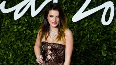 Bella Thorne arrives at the 2019 British Fashion Awards in London on December 2, 2019. EPA