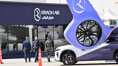 Riyadh Air at the Dubai Airshow. The airline says it needs three aircraft to begin public services. AFP