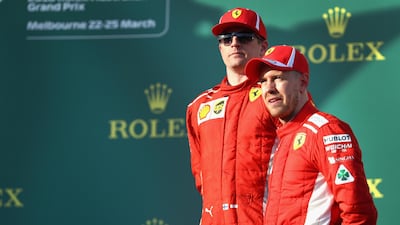 The race-winning performance of Sebastian Vettel, right, in Australia overshadowed the impressive drive of Kimi Raikkonen, left, but the Finn has the chance at the Bahrain Grand Prix to prove that his effort in Melbourne was the start of greater consistency. Getty