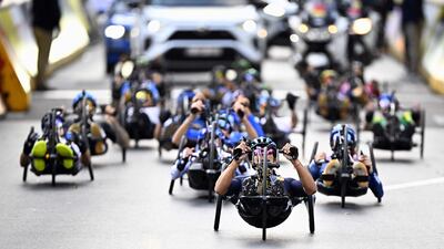 Competitors in the four-day UCI Para-cycling Road World Championships in Ronse, Belgium, on Saturday, August 30. AFP