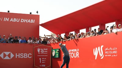 Rory McIlroy tees-off on the first hole on the way to a record-equalling final round of 62. He finished on 24-under, one shot behind winner Aaron Rai. Getty Images