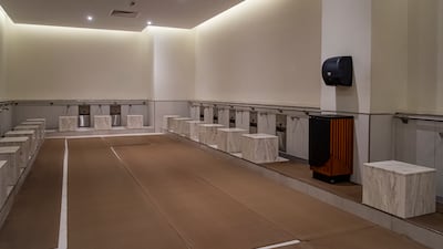 Marble is a prominent feature in the ablution area at City Centre Al Zahia. Antonie Robertson / The National