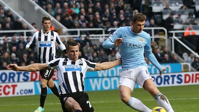 Manchester City's Bosnian striker Edin Dzeko, opened the scoring agaianst Newcastle. AFP