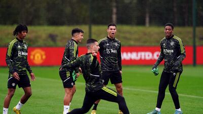 Manchester United train for their Champions League clash with Omonia. PA