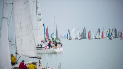 Competitors take part in the first sailboat race of the season, T-Systems Grand Prix, on Lake Balaton near Balatonfured, 124km southwest of Budapest, Hungary. Boglarla Bodnar / EPA