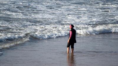 A Moroccan woman wearing a burqini. Fadel Senna / AFP