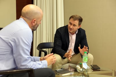 Dubai Sevens tournament director Mathew Tait speaks to The National during the Dubai Sevens launch at Festival City, Dubai. Chris Whiteoak / The National