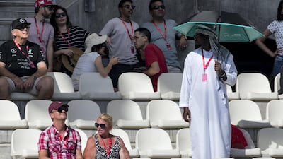 Fans take in the first practise session at Yas Marina Circuit. Christopher Pike / The National